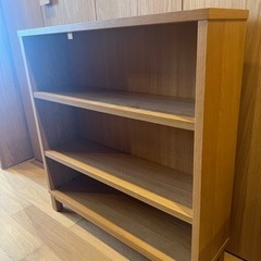 （お取引中）オーク材薄型ラック、ワイド小、奥行22cm、無印良品