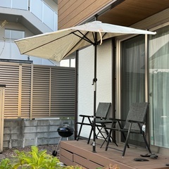 【値下げ】ガーデンパラソル・屋外用イス・テーブルセット