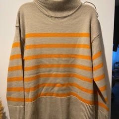 GUベージュボーダーMセーター美品0円