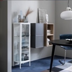 IKEA イケア BAGGEBO バッゲボー キャビネット ガラス扉 メタル /ホワイト 34 x30 x116 cm チェスト おしゃれ　北欧　かわいい 白 ホワイト おすすめ シンプル 棚 収納棚 本棚  ホワイト シェルフユニット カラーボックスの画像