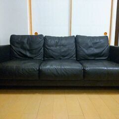 本革 3人掛けソファー ブラック