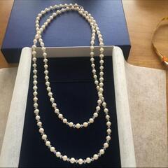 淡水パール&クリスタルガラス　ロングネックレスの画像