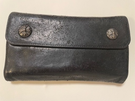 クロムハーツ ウェーブ ウォレット クロスボタン デストロイレザー仕様