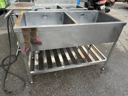 【業務用】2槽シンク(バックガード無し）