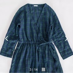 fog linen work / 秋チェックのリネンワンピースの画像