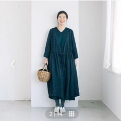 fog linen work / 秋チェックのリネンワンピースの画像
