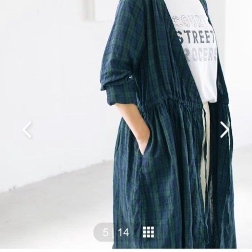fog linen work / 秋チェックのリネンワンピース