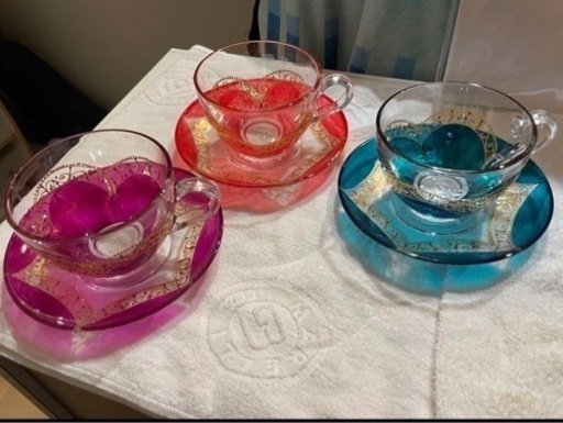 モロッコ雑貨　ティーカップ3色セット