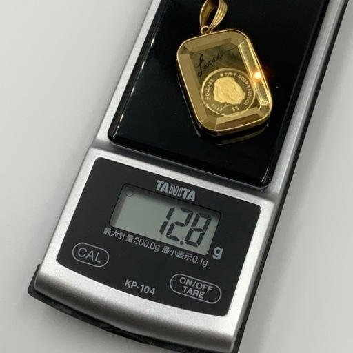 K24 付　ペンダントトップ　枠K18金　ガラス　12.8g