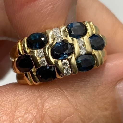 K18 18金　サファイヤリング　ダイヤモンドリング　4.7g