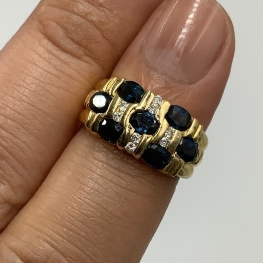 K18 18金　サファイヤリング　ダイヤモンドリング　4.7g