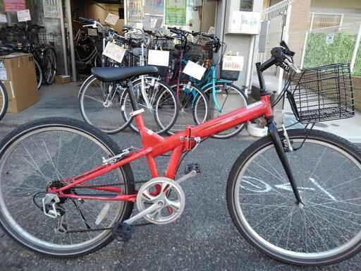 中古自転車２８１８　マウンテンバイク　折り畳み　２６インチ　６段ギヤ　ワイヤー錠　ライトは付属していません