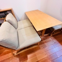 無印良品 リビングでもダイニングでもつかえるテーブル・２・オーク材 チェアセットの画像