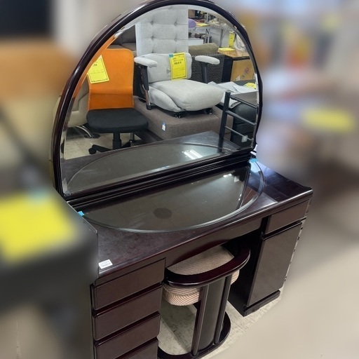 J3097 値引きしました！ 飛騨家具 柏木工 ドレッサー ハーフミラードレッサー レトロデザインドレッサー クリーニング済み　【リユースのサカイ柏店】