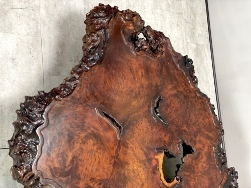 板厚10cm■全長約2m 特大 巨木 大型 花梨 かりん テーブル 机 座卓 玉杢 葡萄杢 縮れ杢 瘤 コブ 一枚板 総無垢 ■兵庫県