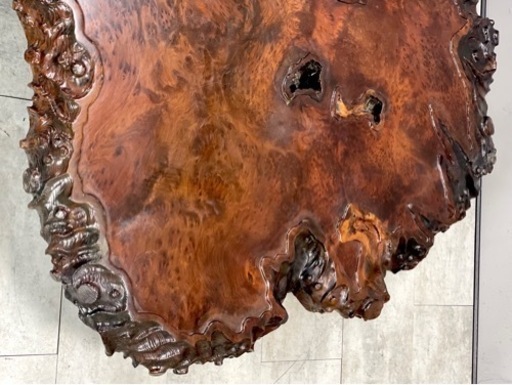 板厚10cm■全長約2m 特大 巨木 大型 花梨 かりん テーブル 机 座卓 玉杢 葡萄杢 縮れ杢 瘤 コブ 一枚板 総無垢 ■兵庫県
