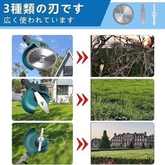 電動草刈機★軽量 パワフル 簡単操作 低騒音 伸縮 バッテリー2個 コードレス 剪定 草刈りの画像