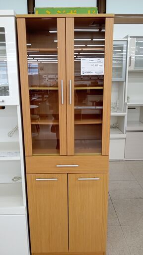 ★ジモティ割あり★  食器棚 ライトブラウン H178×D39.5×W59 クリーニング済み TJ3030