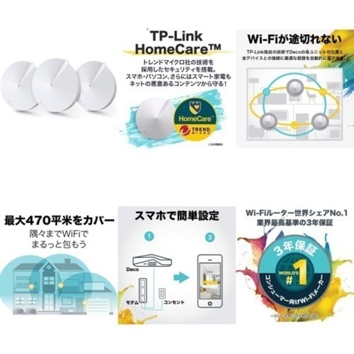 TP-Link WiFi 無線LANルーター 3ユニット メッシュWi-Fi Deco M5