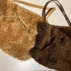 【無料　0円】モコモコのバック（キャメル・ダークブラウン）