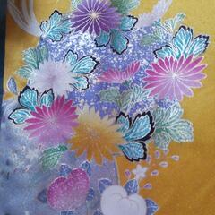 振袖　正絹　美品　刺繍　黄色　ゴールド　花魁　成人式の画像