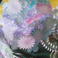 振袖　正絹　美品　刺繍　黄色　ゴールド　花魁　成人式の画像