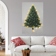 クリスマスツリータペストリー 9.8フィート ストリング照明 20 LED シャイニーグリーン クリスマス レトロプリント タペストリー クラシック 壁掛け ホームデコレーション ギフト 59インチ x 51インチ クリスマスの雰囲気 寝室 リビングルーム 寮用の画像
