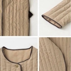 ノーカラーパイピングキルティングコートLの画像