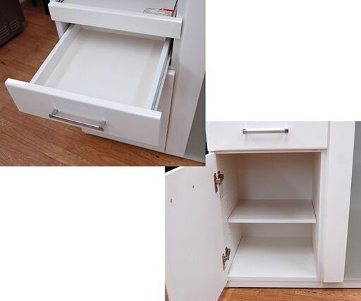 ニトリ ミドルレンジボード 幅120×奥行40×高さ115㎝ キッチン収納 ホワイト エナメル天板 コンセント付き レンジボード キッ