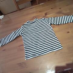 (39)UNIQLO 90cm ボーダー ロンＴの画像