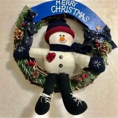 スノーマン　クリスマスリース（大）