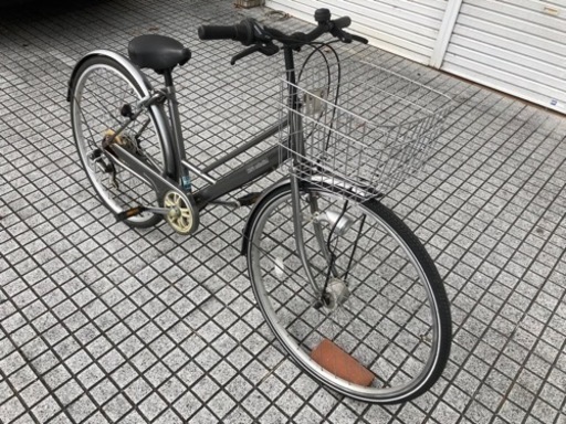 【27インチ自転車】6段変速　LEDオートライト付　BAA認定車❗️リヤタイヤ、前かご、鍵新品❗️スペアキーあり　若林自転車　浜大津　