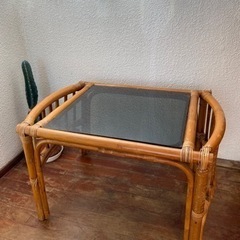 籐家具ガラスローテーブル　ミニの画像