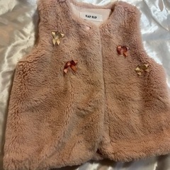 ファー　ベスト　くすみピンク　