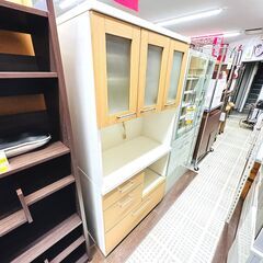 1/22【ジモティ特別価格】ニトリ 食器棚 N BANDA-90KB-LBR ベージュ セパレート