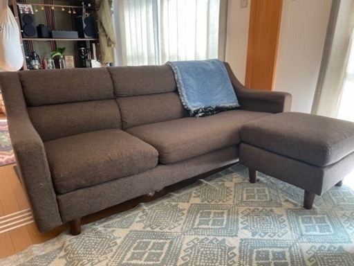 3人掛けソファ※12/14頃取引希望※オットマン、ソファカバー付き