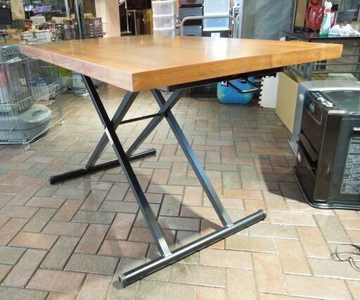 ニトリ 昇降テーブル 昇降ダイニングテーブル アクティブ ウォルナット 昇降式 高さ28～76.5cm  札幌市東区 新道東店