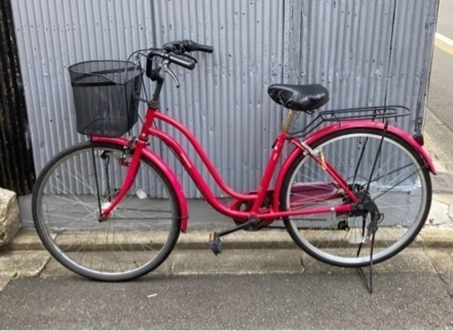 26インチ　シティサイクル　レッド