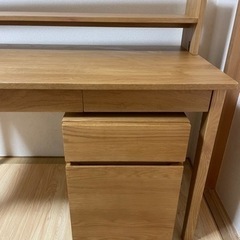 無印良品　オーク材　木製デスク　キャビネットの画像
