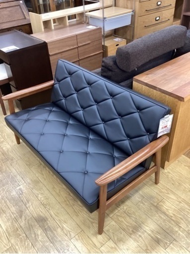 KK-87【新入荷　リサイクル品】美品　カリモク家具　2シーターソファ/WS11長椅子　ブラック