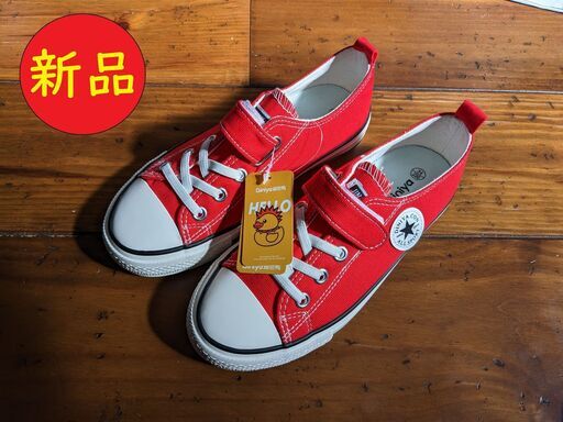 新品 ローカット スニーカー キッズ レディース レッド 靴 シューズ 22cm