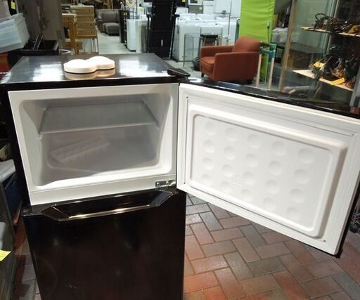 山善 冷蔵庫 128L 2021年製 PJKFR-D130 ブラック 2ドア 右開き 100L