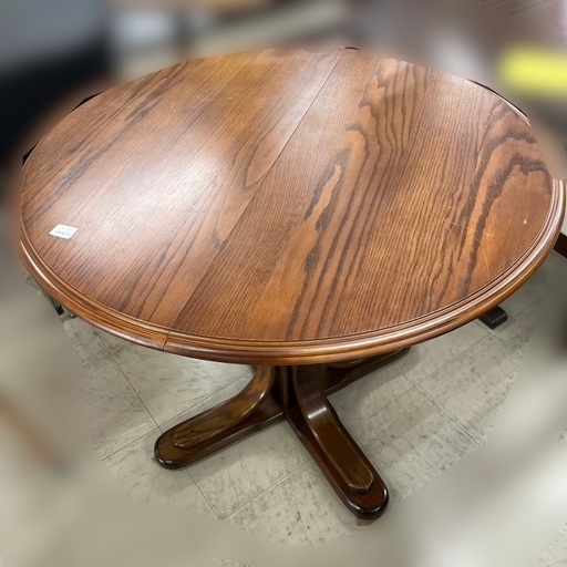 J3105 IDC大塚家具取扱 shin-Lee シンリー エクステンション ダイニングテーブル ラウンドテーブル 丸テーブル クラシック 伸長式  レッドオーク材テーブル クリーニング済み 新品参考価格約110,000円 【リユースのサカイ柏店】