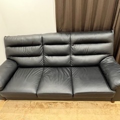ソファ　3人掛け　革　合皮の画像