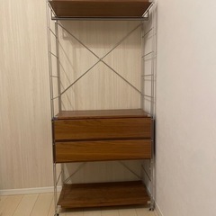 無印良品ステンレスユニットシェルフ ウォールナット材棚セット 大