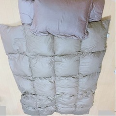 予約済　本日限定　1回のみ使用　敷布団　掛け布団　枕　枕カバー　4点セット　シングル　ダークブラウン　1638の画像