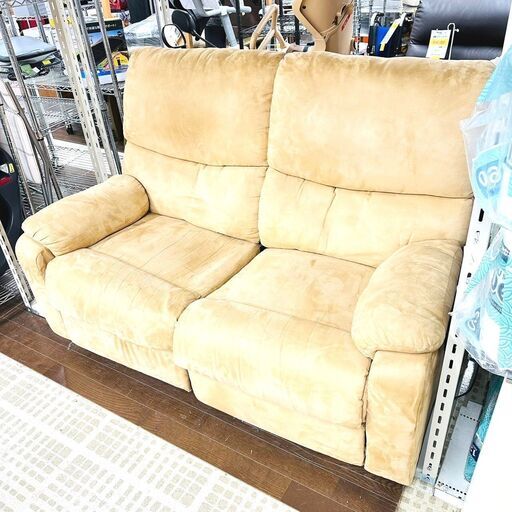 【引取限定】家具 電動リクライニングソファ 2人掛け ベージュ リモコン