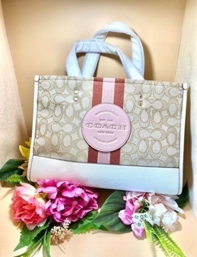 ★新品未使用★ COACH デンプシートート　シグネチャーカードピンク 純正袋付