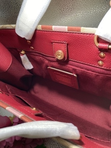 ★新品未使用★ COACH デンプシートート　シグネチャーカードピンク 純正袋付