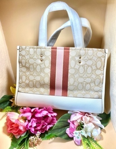 ★新品未使用★ COACH デンプシートート　シグネチャーカードピンク 純正袋付
